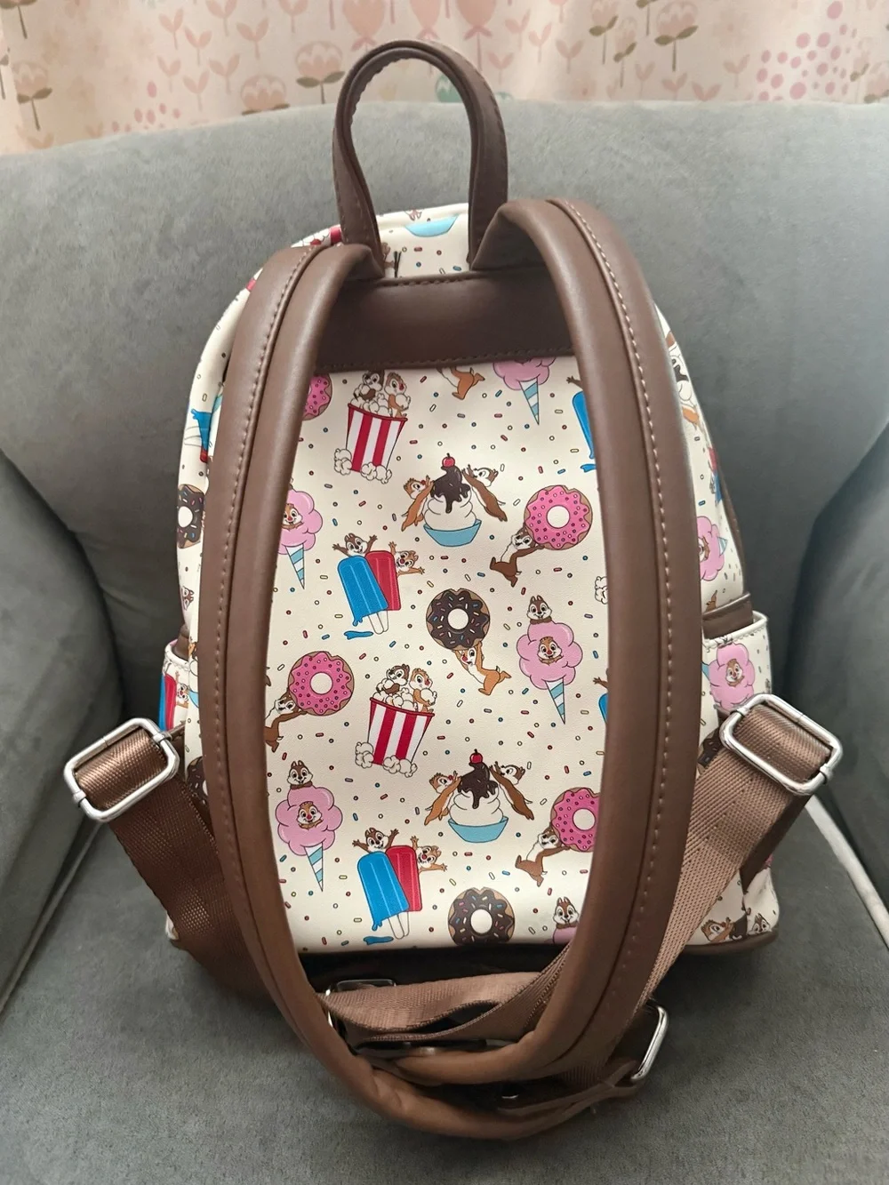 Disney Loungefly Cream Mini Backpack with Chip 'n' Dale Snack Print